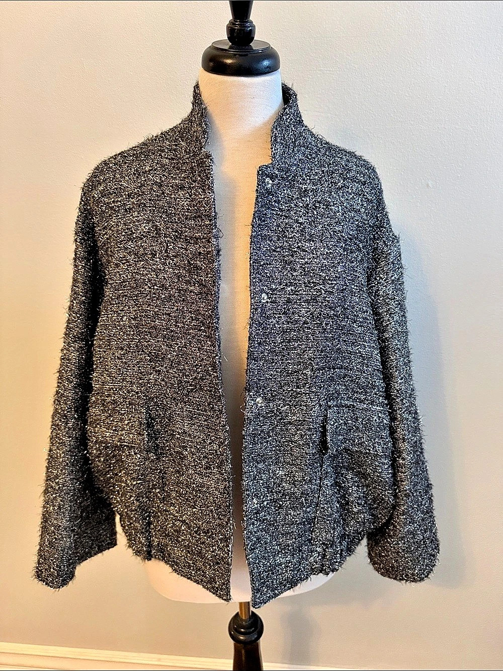 LAVÌ couture LILLI Metallic Knit Bomber Jacket S